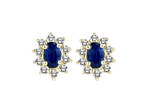1.00ctw Sapphire and Diamond Earrings in 14k Yellow Gold