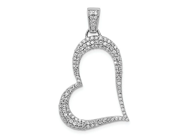 Rhodium Over 14k White Gold Diamond Heart Pendant