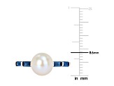 8-8.5MM Freshwater Cultured Pearl and 3/4 CT TGW Sapphire Ring in 10K White Gold