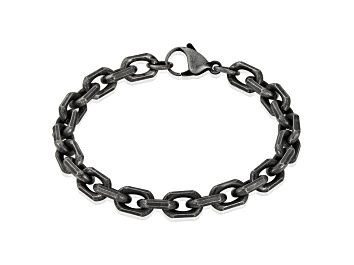 Picture of Invicta Jewelry Men's Beveled Edge Rectangular Link Gunmetal Bracelet (8.5mm) - 8.75"