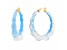 14K Yellow Gold Over Sterling Silver Acrylic and Hand Painted Enamel Bamboo Illusion Hoops- Ice Blue