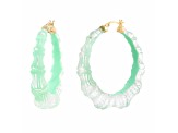 14K Yellow Gold Over Sterling Silver Acrylic and Enamel Bamboo Illusion Hoops in Mint Green