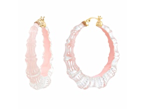 14K Yellow Gold Over Sterling Silver Lucite and Enamel Bamboo Illusion Hoops in Ballerina Slipper