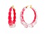 14K Yellow Gold Over Sterling Silver Acrylic and Hand Painted Enamel Bamboo Illusion Hoops in Pink