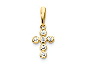 14k Yellow Gold Cubic Zirconia Children's Cross Pendant