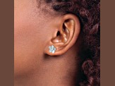 Rhodium Over 14k White Gold 10mm Diamond Flower Stud Earrings
