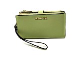 Michael Kors Jet Set Double Zip Leather Wristlet in Sage