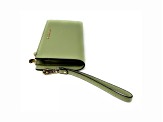 Michael Kors Jet Set Double Zip Leather Wristlet in Sage