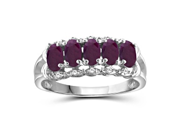 Picture of Red Ruby Rhodium Over Sterling Silver Ring 1.63ctw