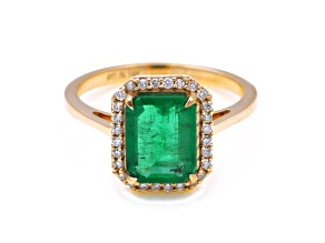 2.43 Ctw Emerald With 0.16 Ctw White Diamond Ring in 14K YG