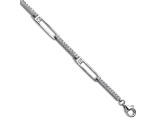 Rhodium Over Sterling Silver Fancy Cubic Zirconia Link with 1-inch Extension Bracelet