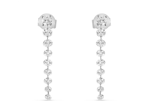 14K White Gold Dashing Diamond Dangle Earrings, 1.70 ctw.