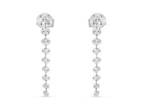 14K White Gold Dashing Diamond Dangle Earrings, 1.70 ctw.