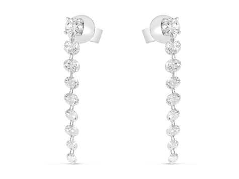 14K White Gold Dashing Diamond Dangle Earrings, 1.70 ctw.