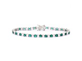 Green Emerald Simulant Sterling Silver Tennis Bracelet 7.02ctw