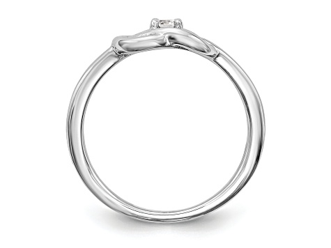 Rhodium Over 14K White Gold First Promise Diamond Promise/Engagement Ring 0.11ctw