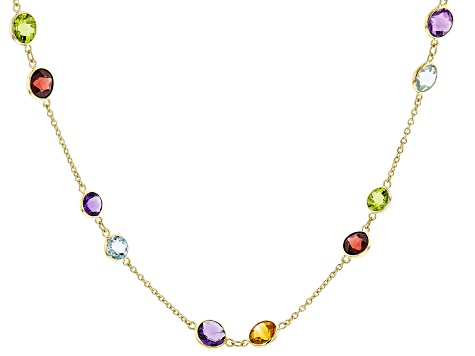 Multi-Gem 14k Yellow Gold 18" Necklace 18.53ctw