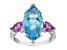 Sterling Silver Swiss Blue Topaz, Amethyst, and Lab White Sapphire Ring