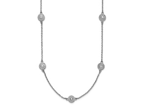 14K White Gold Diamond Circles 16 Inch with 2 Inch Extension Necklace