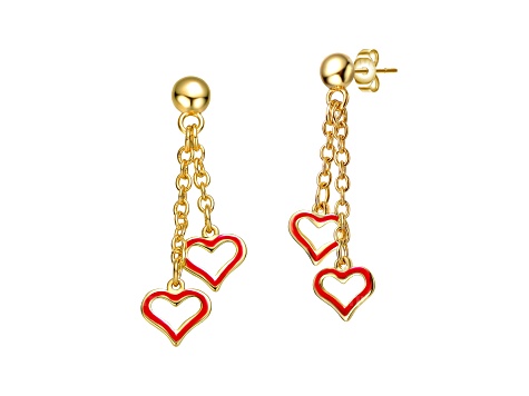 Kids 14K Gold Plated over Brass with Double Heart Halo Dangle