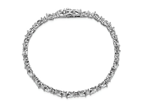 Rhodium Over Sterling Silver Polished Fancy Marquise Cubic Zirconia Bracelet