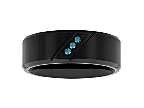 0.05ctw Blue Diamond Black Stainless Steel 8MM Beveled Edge Band