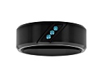 0.05ctw Blue Diamond Black Stainless Steel 8MM Beveled Edge Band