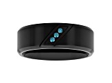 0.05ctw Blue Diamond Black Stainless Steel 8MM Beveled Edge Band