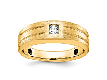 Picture of 10K Yellow Gold Men's Polished and Satin Diamond Ring 0.16ct