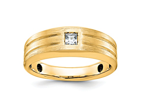 Men's 10K Yellow Gold Wedding Ring With Polished Lines | 8mm