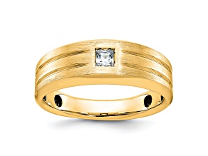 10K Yellow Gold Men's Polished and Satin Diamond Ring 0.16ct