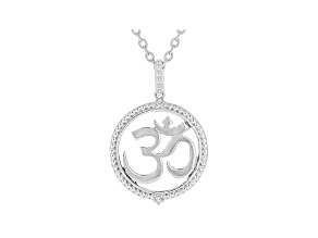Judith Ripka Rhodium Over Sterling Silver Om Necklace with White Topaz Accents