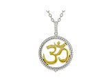 Judith Ripka Two-Tone Om Necklace with White Topaz Accents