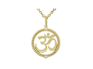 Picture of Judith Ripka 14k Gold Clad Om Necklace with White Topaz Accents