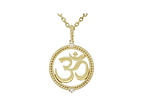 Judith Ripka 14k Gold Clad Om Necklace with White Topaz Accents