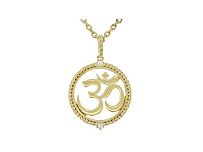 Judith Ripka 14k Gold Clad Om Necklace with White Topaz Accents