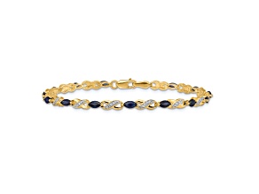 10k Yellow Gold and Rhodium Over 10k Yellow Gold Diamond and Sapphire Infinity Bracelet