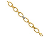 14K Yellow Gold with White Rhodium Diamond Oval 7.5-inch Bracelet 0.51ctw