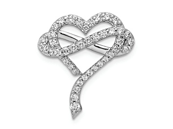 Picture of Rhodium Over 14K White Gold 1/2ct. Diamond Infinity and Heart Chain Slide Pendant
