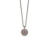 Sterling Silver Antiqued with 14K Accent Amethyst Necklace