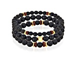 Invicta Jewelry Men's Matte Black Agate, Lava and Hematite Stone Bead Stretch Bracelets