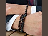 Invicta Jewelry Men's Red Tiger Eye, Lava and Hematite Stone Bead Stretch Bracelets