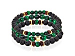 Invicta Jewelry Men's Green Tiger Eye, Lava and Hematite Stone Bead Stretch Bracelets