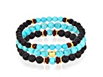 Invicta Jewelry Men's Turquoise, Lava and Hematite Stone Bead Stretch Bracelets