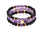 Invicta Jewelry Men's Amethyst, Lava and Hematite Stone Bead Stretch Bracelets