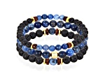 Invicta Jewelry Men's Sodalite, Lava and Hematite Stone Bead Stretch Bracelets