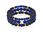 Invicta Jewelry Men's Lapis Lazuli, Lava and Hematite Stone Bead Stretch Bracelets