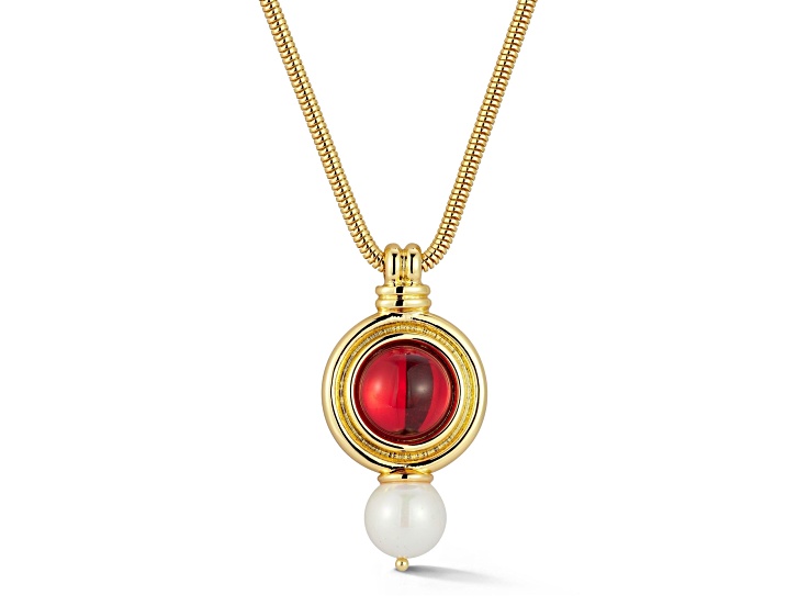 Rachel Zoe 14K Gold Over Brass Faux Pearl and Cubic Zirconia Round Pendant Necklace