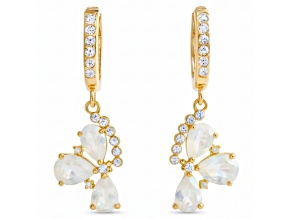 14K Yellow Gold Over Sterling Silver Moonstone Pear Drop Earrings