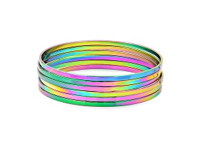 Ladies Multi-color Ion Plated Stainless Steel 6 pc Bangles